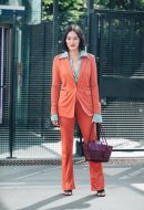 Tiffany Hsu carrying the Drop Paris Paris Haute Couture Summer 2019