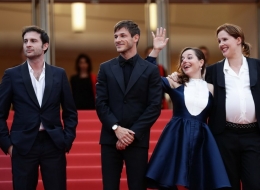 Arthur Harari, Gaspard Ulliel "wore Chanel", Laure Calamy and Justine Triet attend the screening of "Sibyl" during the 72nd annual Cannes Film Festival on May 24, 2019 in Cannes, France. (Photo by Vittorio Zunino Celotto/Getty Images)