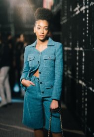 Coco Rebecca Edogamhe wore Chanel at Chanel at the Fall Winter 2022/23 ready-to-wear show