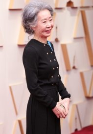 Youn Yuh-Jung wore Chanel at the 94th Vanity Fair Oscar Party . photo by Jay L. Clendenin
