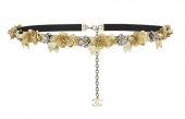 34 - Chanel Cruise Paris collection Golden leather belt embellished with flowers