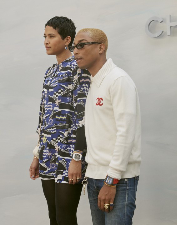 Helen Lasichanh with Pharrell Williams Fall Winter 2018-19 Chanel Haute Couture Collection