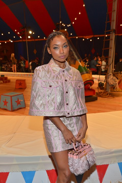 BURBANK, CA - JUNE 08:  Logan Browning attends the Moschino Spring/Summer 19 Menswear and Women's Resort Collection at Los Angeles Equestrian Center on June 8, 2018 in Burbank, California.  (Photo by Donato Sardella/Getty Images for Moschino)