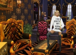 Stella Maxwell . Moschino x The Sims Pixel capsule collection