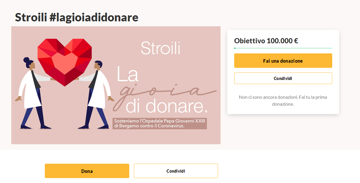 Stroili: Al via la gara di solidarietà a favore dell’Ospedale Papa Giovanni XXIII di Bergamo