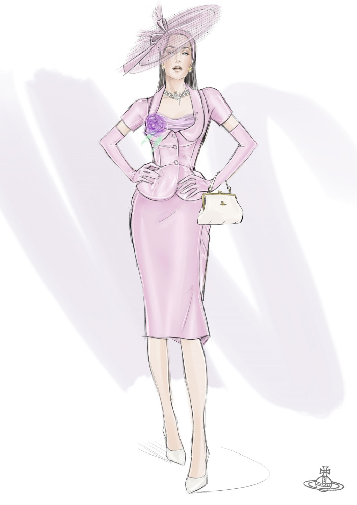 The sketch of the Vivienne Westwood dress worn by Katy Perry
