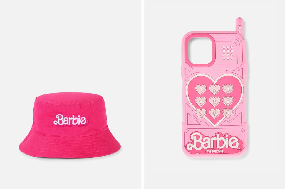 Primark . Capsule Collection Barbie The Movie . Barbie bucket Hat . Phone case